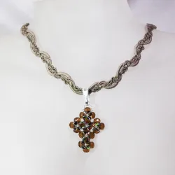 Pendant 45cm - Ciara-Khaki Braid - Pendant 45cm - Laiton argenté